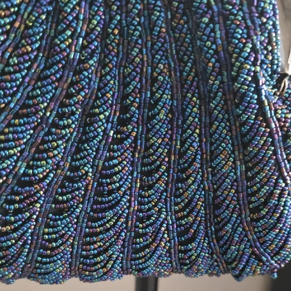 Elegant Blue Beaded Evening Bag - Picture 3 of 8